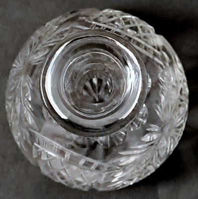 Biedermeier Bohemian Hand-Cut and Ground Crystal Liquor Bottle, 1910s-QRS-1821816