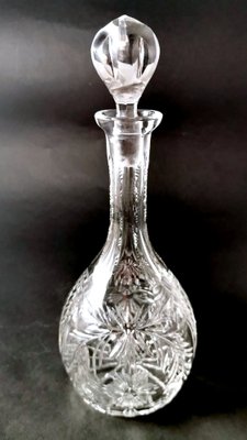 Biedermeier Bohemian Hand-Cut and Ground Crystal Liquor Bottle, 1910s-QRS-1821816