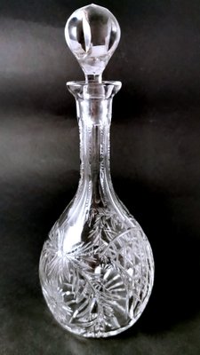 Biedermeier Bohemian Hand-Cut and Ground Crystal Liquor Bottle, 1910s-QRS-1821816