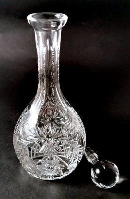 Biedermeier Bohemian Hand-Cut and Ground Crystal Liquor Bottle, 1910s-QRS-1821816