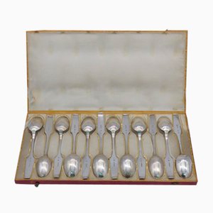 Biedermeier Coffee Spoons with Tremults in 13 Lot Silver from Nürnberg, Set of 12-WK-1152837