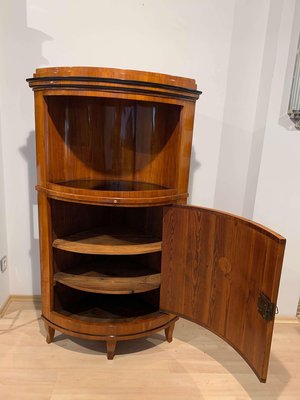 Biedermeier Corner Cabinet, Cherry Veneer, Ebony Inlay, South Germany circa 1820-NNB-1005706