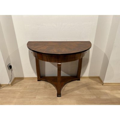 Biedermeier Demi-Lune Console Table in Walnut Veneer & Maple, Austria, 1830s-NNB-1241171