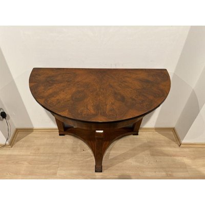 Biedermeier Demi-Lune Console Table in Walnut Veneer & Maple, Austria, 1830s-NNB-1241171