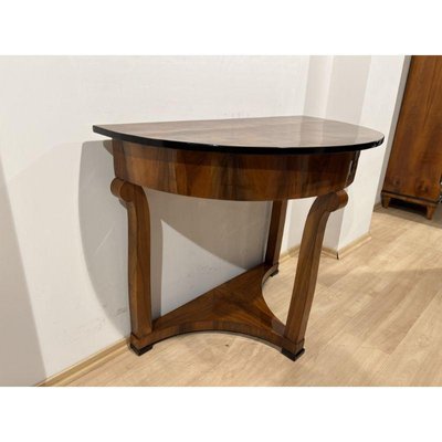 Biedermeier Demi-Lune Console Table in Walnut Veneer & Maple, Austria, 1830s-NNB-1241171