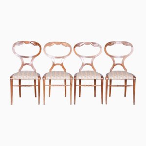 Biedermeier Dining Chairs in Oak & Walnut, Vienna, Austria, 1820s, Set of 4-WHY-1705665