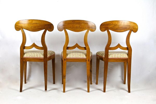 Biedermeier Nutwood Shovel Dining Chairs, 19th Century, Set of 6-TQA-1740772