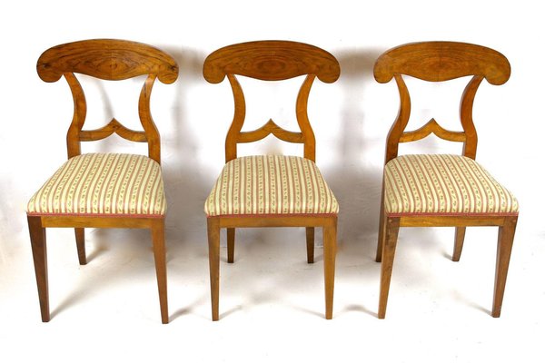 Biedermeier Nutwood Shovel Dining Chairs, 19th Century, Set of 6-TQA-1740772