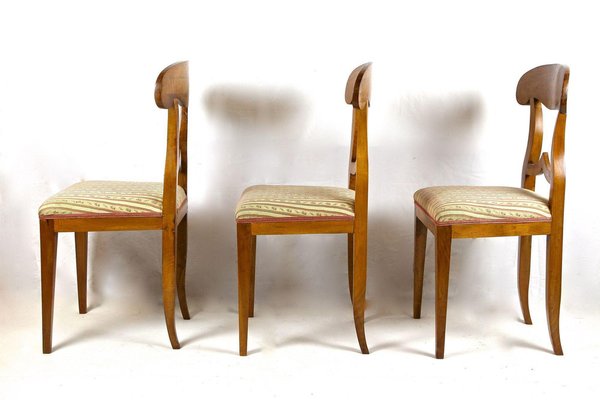 Biedermeier Nutwood Shovel Dining Chairs, 19th Century, Set of 6-TQA-1740772