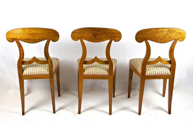 Biedermeier Nutwood Shovel Dining Chairs, 19th Century, Set of 6-TQA-1740772