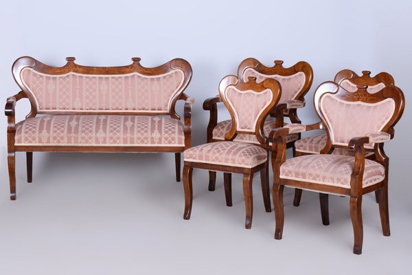 Biedermeier Oak Seating Set in Walnut, Austria, 1840s, Set of 5-WHY-1705613