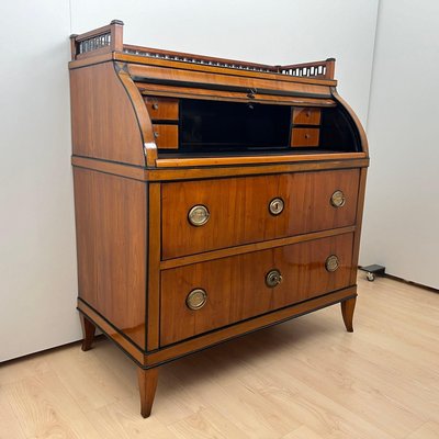 Biedermeier Roll-Top Desk in Cherry Veneer and Brass, 1820-NNB-2017624