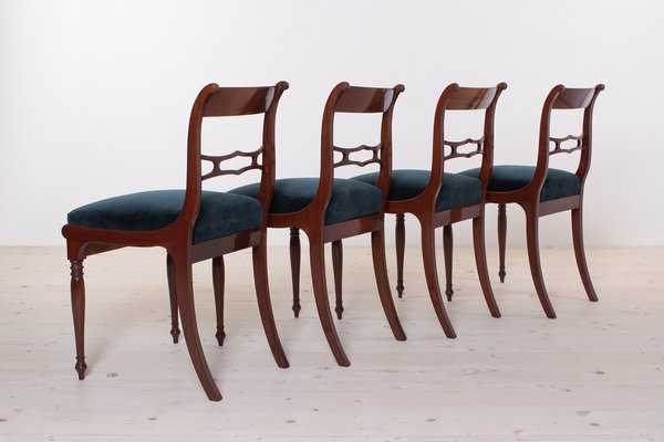 Biedermeier Round Dining Table and Chairs, 19th Century, Set of 5-WZF-1735983