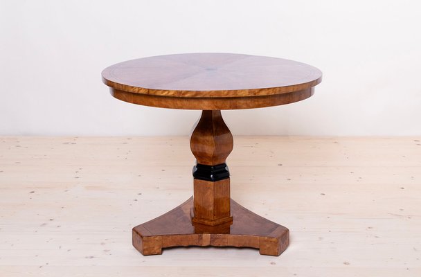 Biedermeier Round Table in Flame Birch, 1800s-MJR-1728821