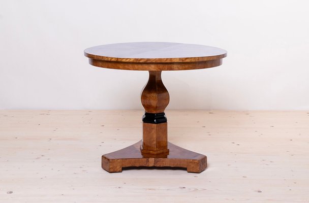 Biedermeier Round Table in Flame Birch, 1800s-MJR-1728821