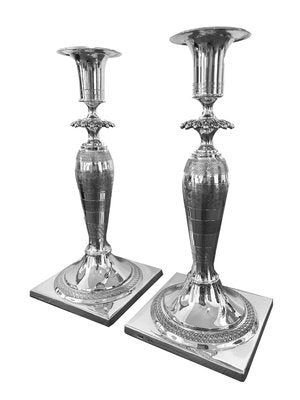 Biedermeier Silver Candlesticks, Set of 2-XVU-2034437