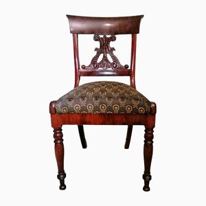 Biedermeier Style Danish Wood and Fabric Chair-QRS-1177260