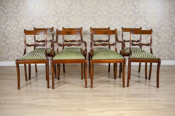 Biedermeier Style Mahogany Chairs & Armchairs, Early 20th Century, Set of 8-CYY-2032312