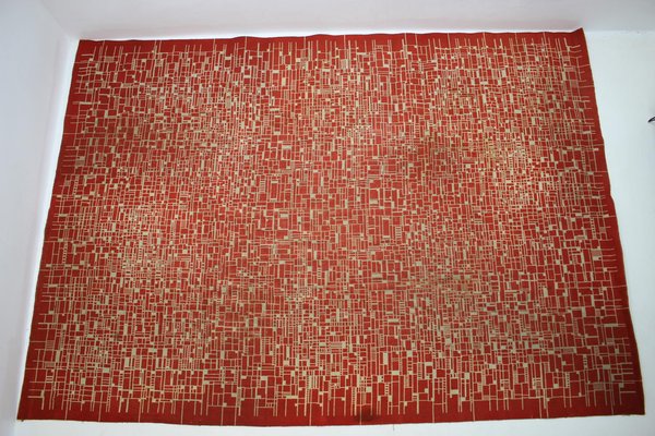 Big Abstract Geometric Bouclé Carpet, 1950s-TZ-1259873