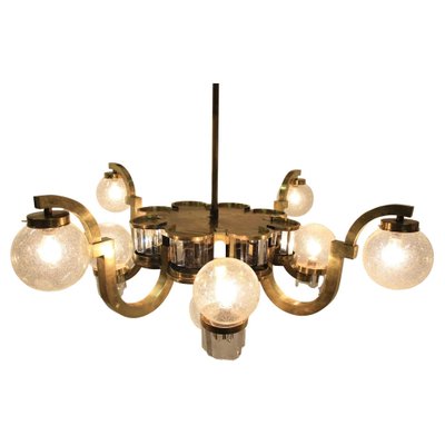 Big Art Deco Chandelier in Brass, 1930s-TZ-1257687