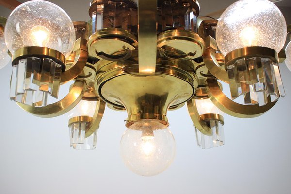 Big Art Deco Chandelier in Brass, 1930s-TZ-1257687