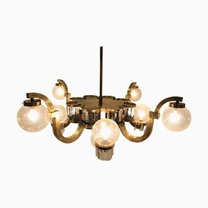 Big Art Deco Chandelier in Brass, 1930s-TZ-1257687