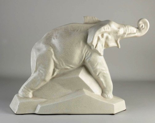 Big Art Deco French Ceramic Elephant by Le Jan, 1930s-HWV-1162332