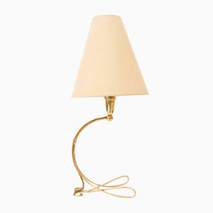 Big Brass Table Lamp with Fabric Shade from Rupert Nikoll, Vienna, 1960s-SPD-2015989