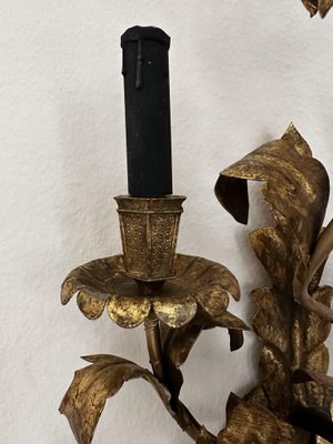 Big Floral Florentine Gilded Wall Lamp, 1890s-JO-1728668