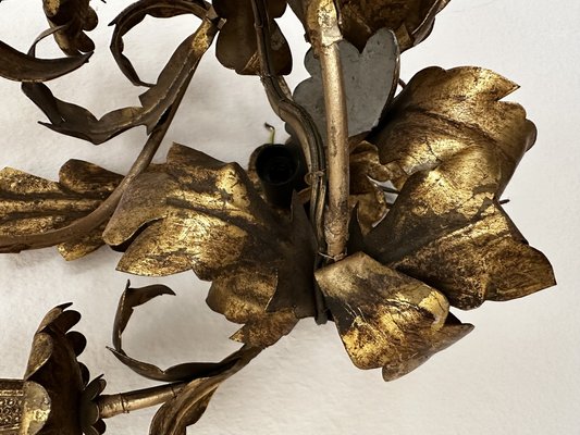 Big Floral Florentine Gilded Wall Lamp, 1890s-JO-1728668