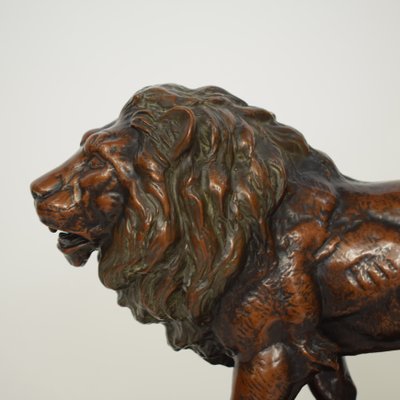 Big German Art Deco Lion Sculpture in Ceramic, Terracotta Copper, 1930-FB-882674