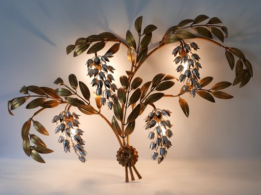 Big German Pioggia Doro Gilt Metal Wall Lamp by Hans Kögl, 1970s-WPT-1183124