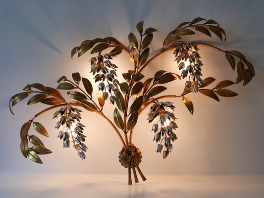 Big German Pioggia Doro Gilt Metal Wall Lamp by Hans Kögl, 1970s-WPT-1183124