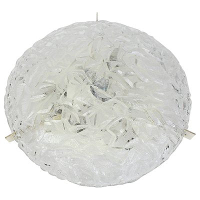 Big German Round Ice Glass Flush Mount from Kaiser, 1970s-UGR-1086041