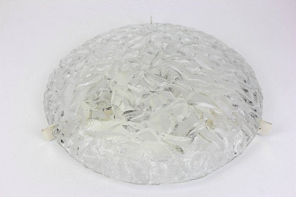 Big German Round Ice Glass Flush Mount from Kaiser, 1970s-UGR-1086041