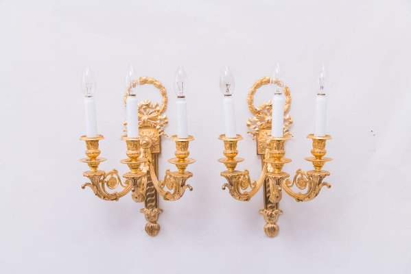 Big Gilded Sconces, 1890s, Set of 2-SPD-803259