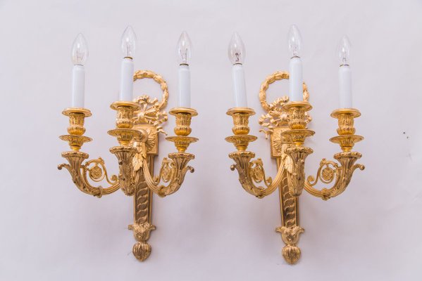 Big Gilded Sconces, 1890s, Set of 2-SPD-803259