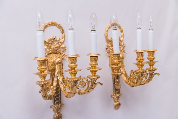 Big Gilded Sconces, 1890s, Set of 2-SPD-803259