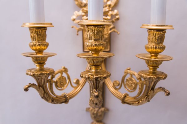 Big Gilded Sconces, 1890s, Set of 2-SPD-803259