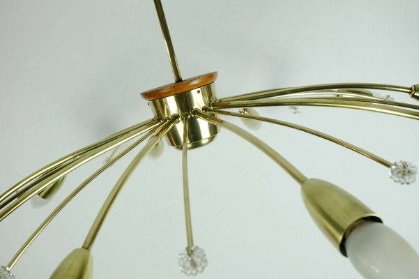 Big Mid-Century Austrian Brass Sputnik Spider Ceiling Lamp by Rupert Nikoll, 1950s-FH-1121830