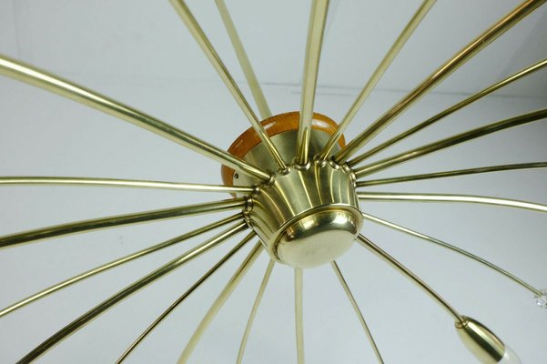 Big Mid-Century Austrian Brass Sputnik Spider Ceiling Lamp by Rupert Nikoll, 1950s-FH-1121830