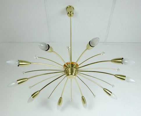 Big Mid-Century Austrian Brass Sputnik Spider Ceiling Lamp by Rupert Nikoll, 1950s-FH-1121830