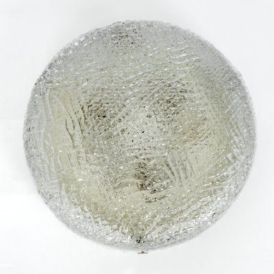 Big Round Murano Ice Glass Flush Mount from Kaiser, Germany, 1970s-UGR-1085411