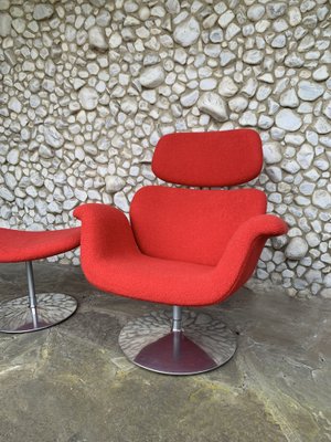 Big Tulip Lounge Chair and Ottoman by Pierre Paulin for Artifort, 1980s, Set of 2-ZM-1884230