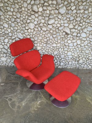 Big Tulip Lounge Chair and Ottoman by Pierre Paulin for Artifort, 1980s, Set of 2-ZM-1884230