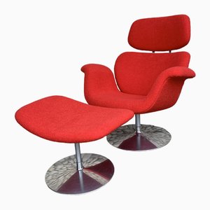 Big Tulip Lounge Chair and Ottoman by Pierre Paulin for Artifort, 1980s, Set of 2-ZM-1884230