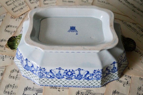 Big Vintage Gien France Tureen with Underplate-DVX-1255492