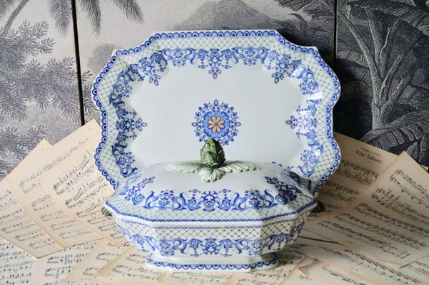 Big Vintage Gien France Tureen with Underplate-DVX-1255492