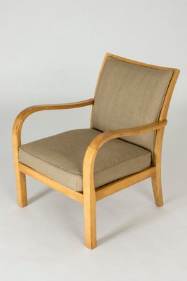 Birch and Linen Lounge Chairs by Axel Larsson for Bodafors, Sweden, 1930s, Set of 2-NL-787800