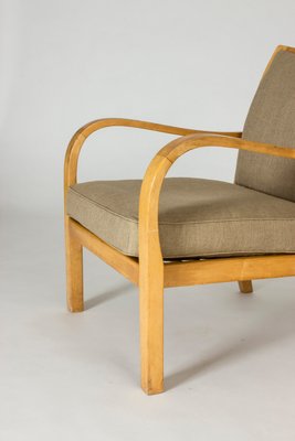 Birch and Linen Lounge Chairs by Axel Larsson for Bodafors, Sweden, 1930s, Set of 2-NL-787800